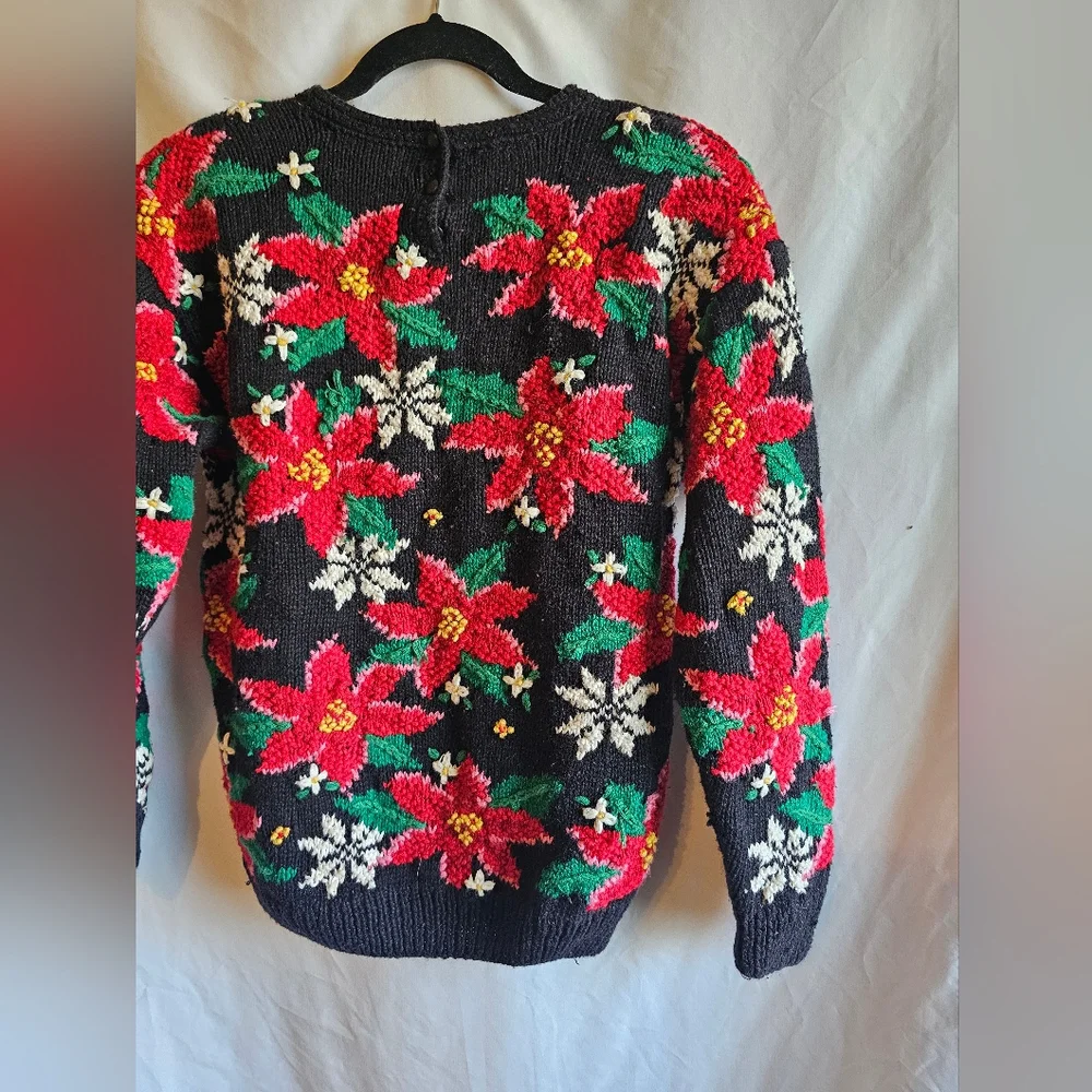 Vintage Floral Knit Women's Sweater Signature Northern Ireland Large Christmas - Picture 3 of 3